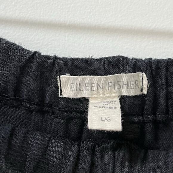 Eileen Fisher 100% Organic Linen Wide Leg Pants Size L Black Capsule Ethical - Picture 6 of 7